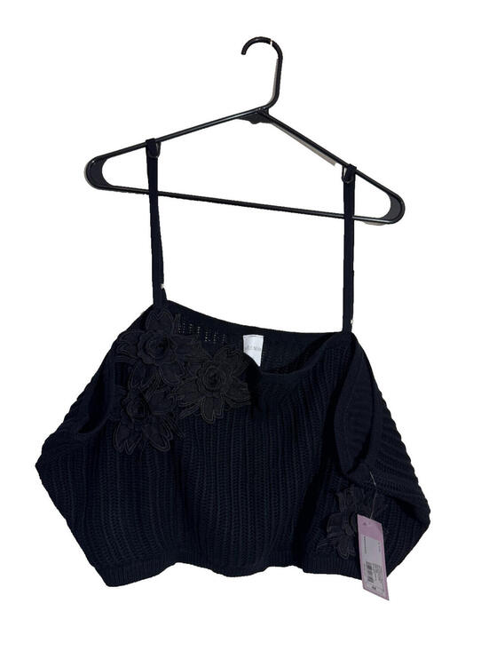 wild fable Tops - Wild Fable Womens Crop Sweater Tank Top Black Floral 4X Ribbed Sleeveless NWT